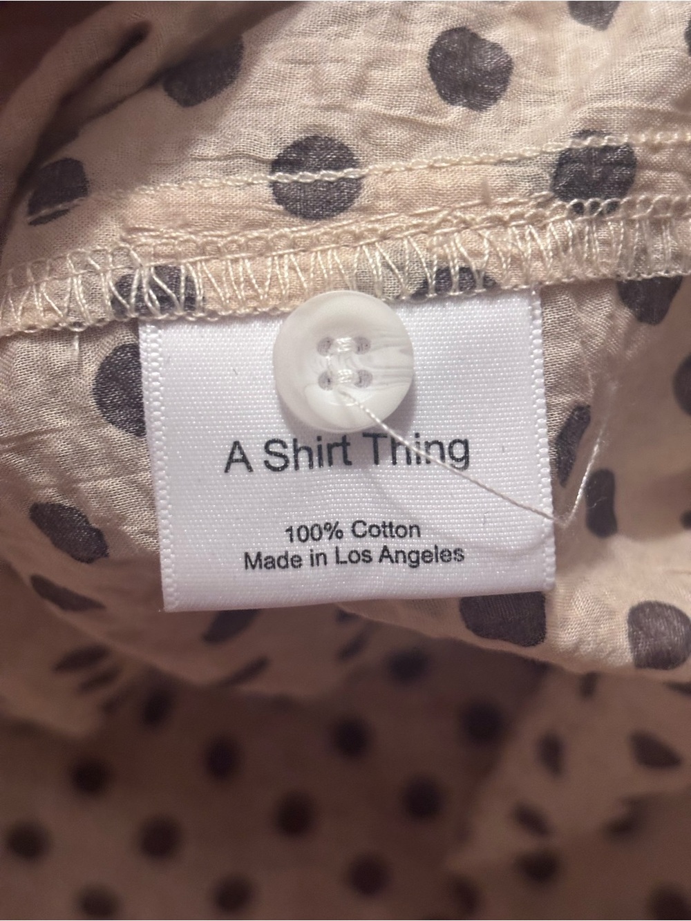 A Shirt Thing Polka Dot Cotton Button Front Blouse Made USA Oversized Large - Picture 8 of 8
